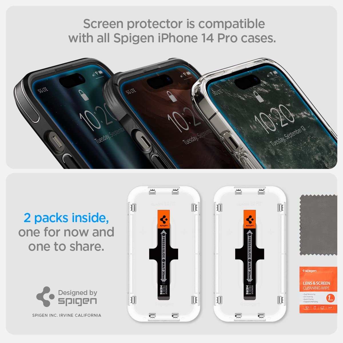 iPhone 14 Pro Glas tR EZ Fit (2 Pack) Transparency | Spigen Philippines
